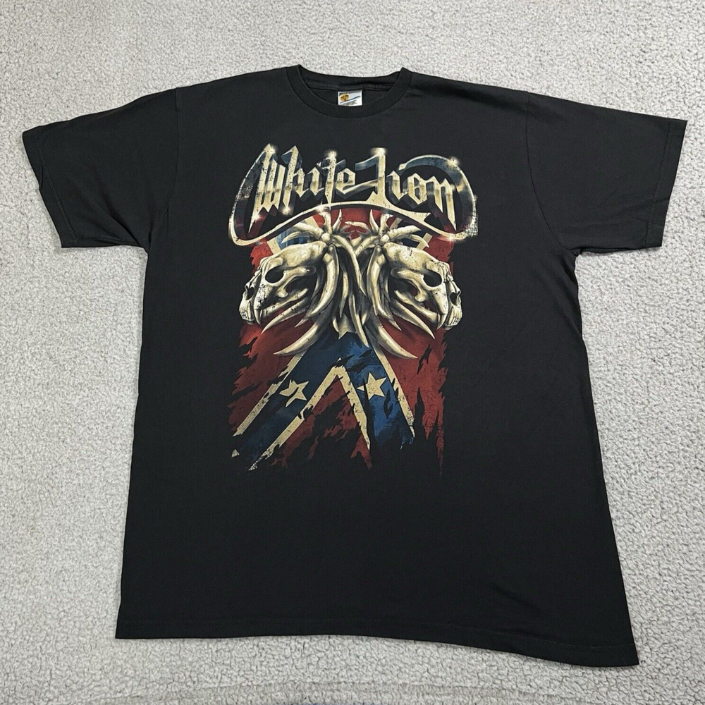 White Lion Band Shirt Mens XL Concert Tour Skulls Graphic Rock Short Sleeve VTG